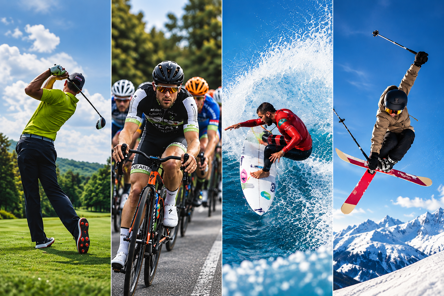Golf, cykel, surf och skidåkning